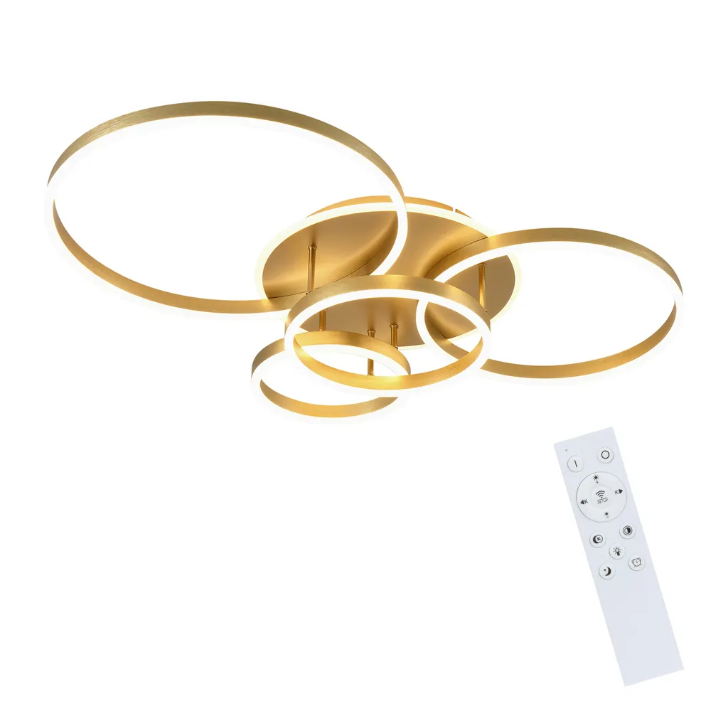 ZMH Plafonnier LED 98cm 90W à Intensité Variable avec Télécommande Or - 10