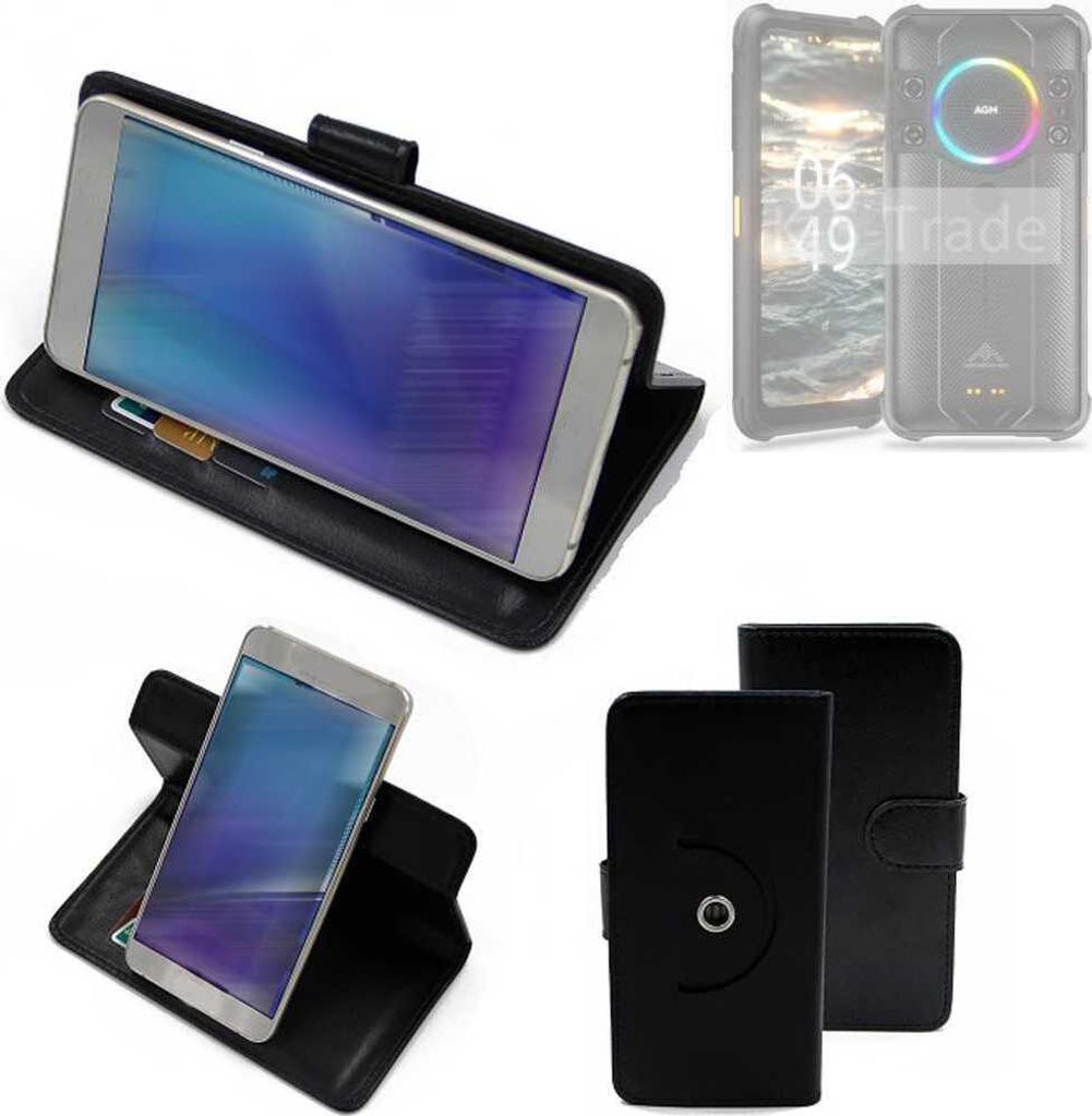 K-S-Trade Case Schutzhülle Handyhülle kompatibel mit AGM H5 Pro Flipcase Smartphone Cover Handy Schutz Tasche Klapphülle Walletcase schwarz (1x)