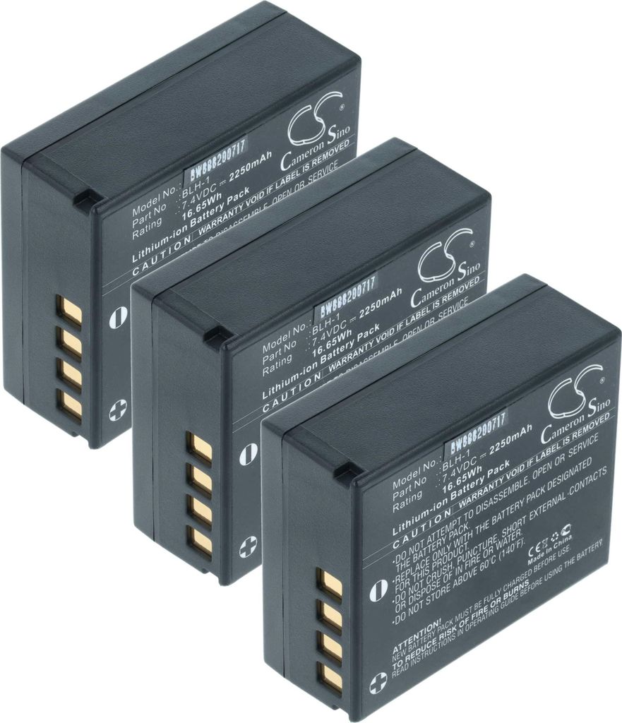 vhbw 3x Akku kompatibel mit Olympus HLD-9 (battery grip) Kamera (2250 mAh, 7,4 V, Li-Ion)