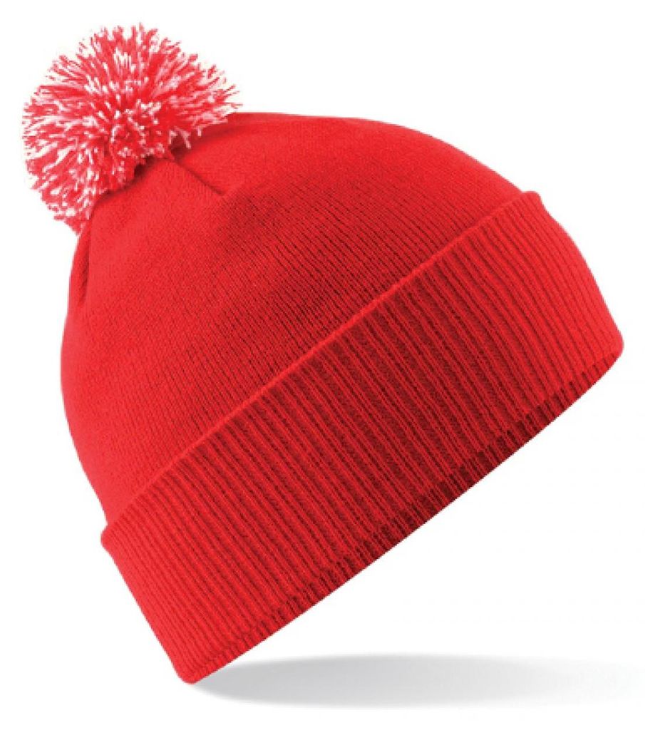 Beechfield B450B | Junior Snowstar Beanie Wintermütze - Farbe: Bright Red/Off White - Größe: One Size