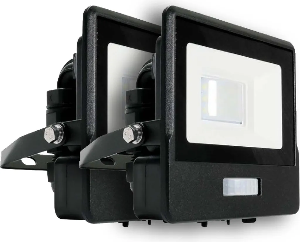 V-TAC Proiettore LED - Samsung - Sensore PIR - Impermeabile IP65 - Nero - 10W - 735 Lumen - 3000 - Confezione da 2