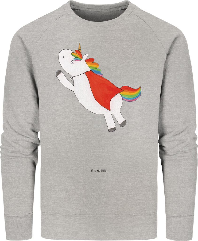 Mr. & Mrs. Panda Bio Baumwoll Pullover Einhorn Geburtstag Größe M - Heather Grey - Geschenk, Superheld, Sweater, Einhörner, Sweatshirt, Nachhalt...
