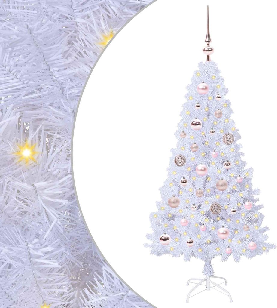Künstlicher Weihnachtsbaum Weiß 120 cm PVC und Stahl