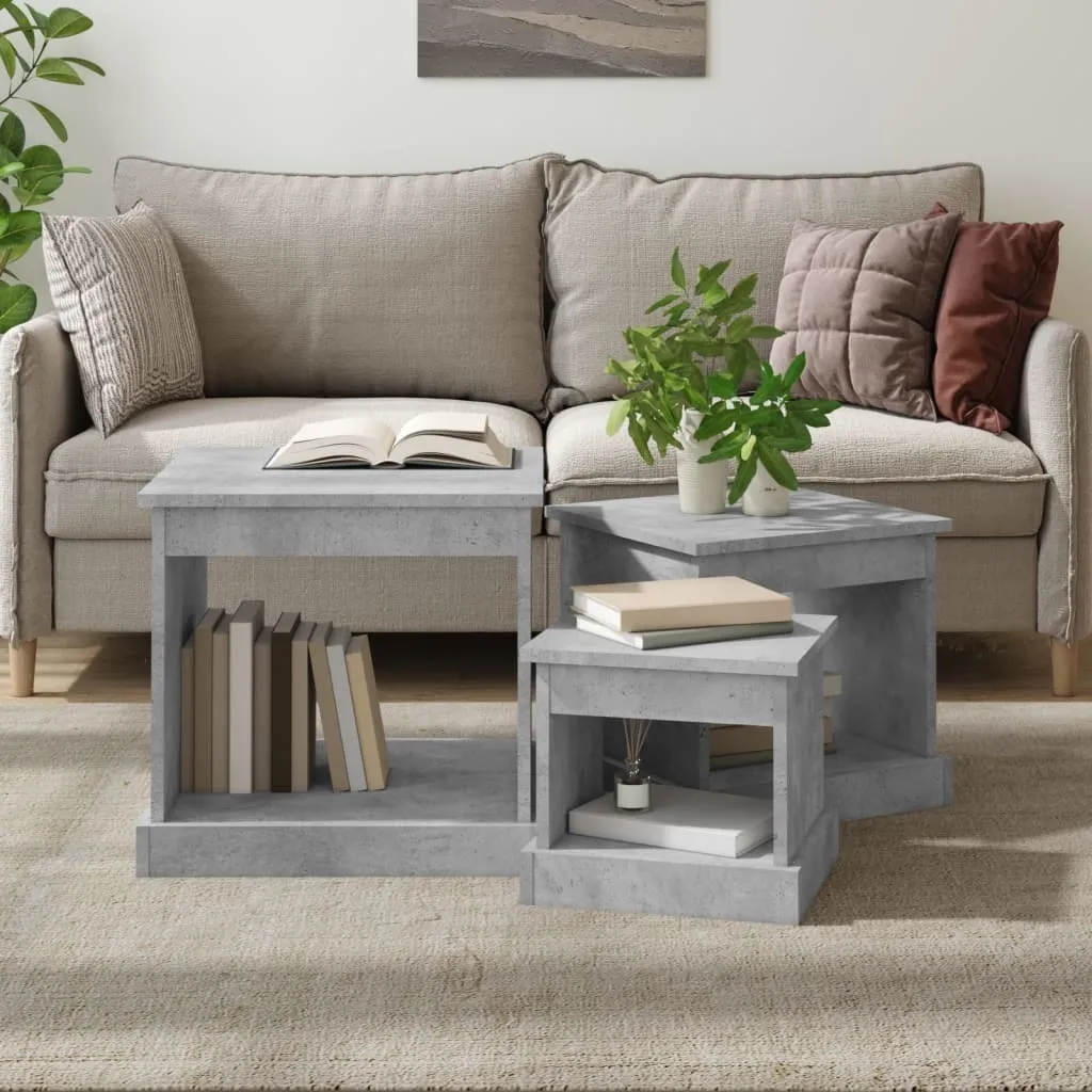 The Living Store Tavolini 3 pezzi Grigio Cemento: Design Industriale Salotto