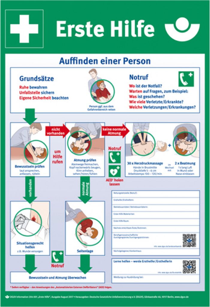 Dreifke Aushang, Erste Hilfe gem. DGUV Information 204-001, 595 x 410 mm, PV...