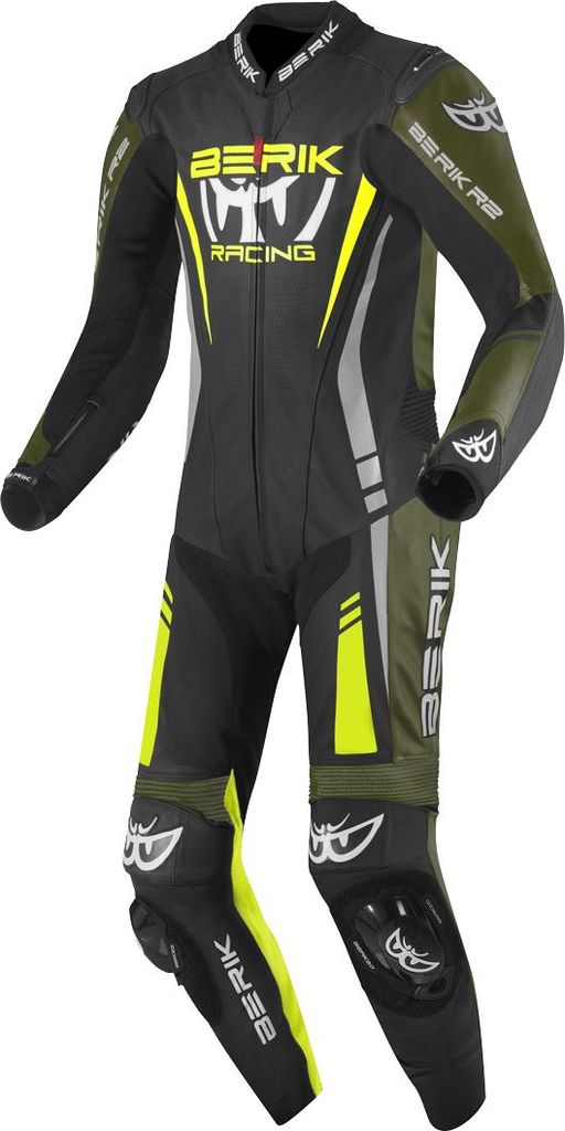 Berik Absolute GP 1-Teiler Motorrad Lederkombi, schwarz/fluo-gelb/grün, 52