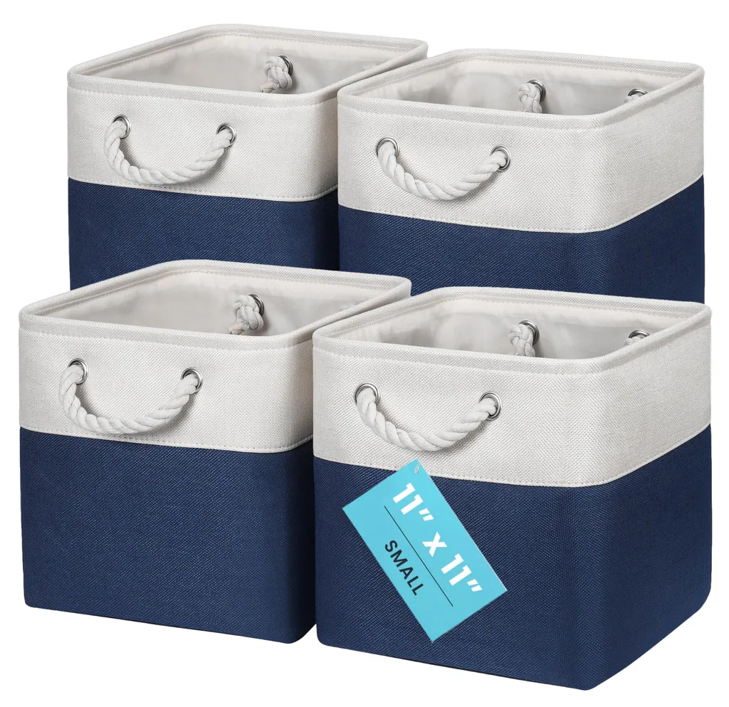 Panier de rangement cubique pour enfant - Lot de 4 cubes en tissu gris