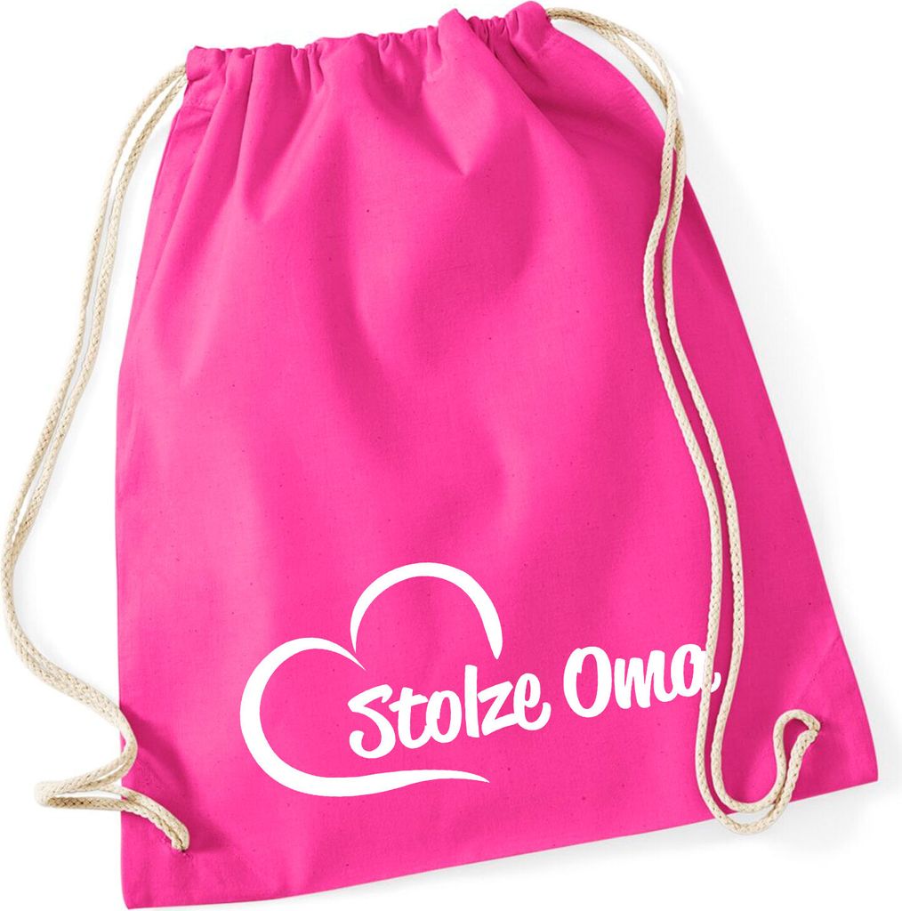 Huuraa Turnbeutel Stolze Oma Herz 12 Liter Fuchsia Baumwolle Rucksack Geschenkidee