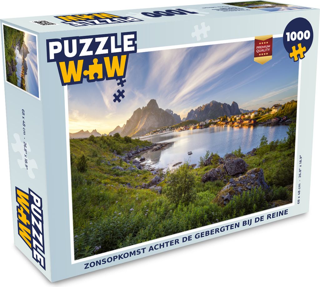 MuchoWow Puzzle 1000 Teile Sonnenaufgang hinter den Bergen an der Reine - Erwachsene - Rätsel