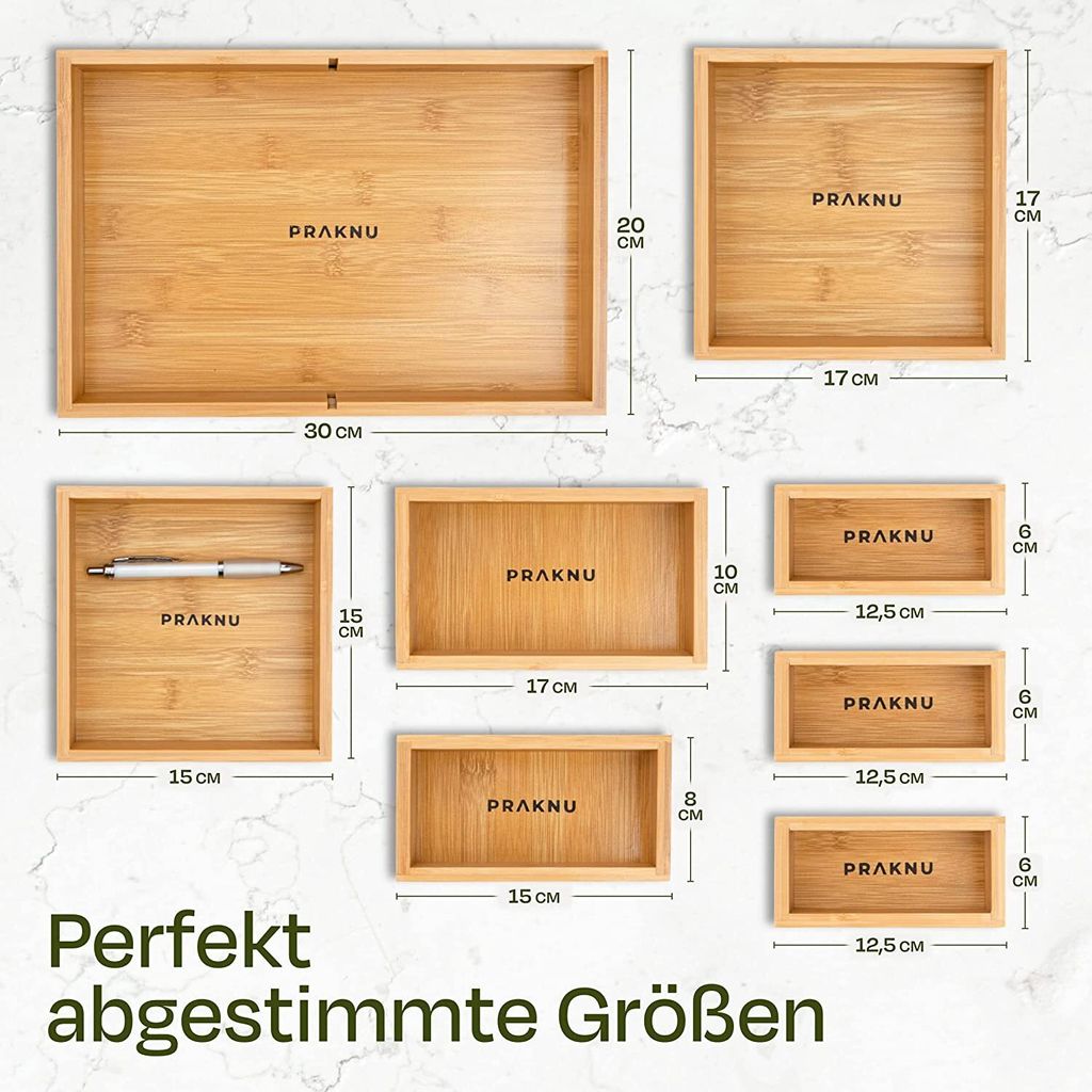 Holztabletts Mit 8 Fächern – 2 Stück, 35,6 X 17,8 Cm, Naturbelassen Zum Organisieren & Dekorieren
