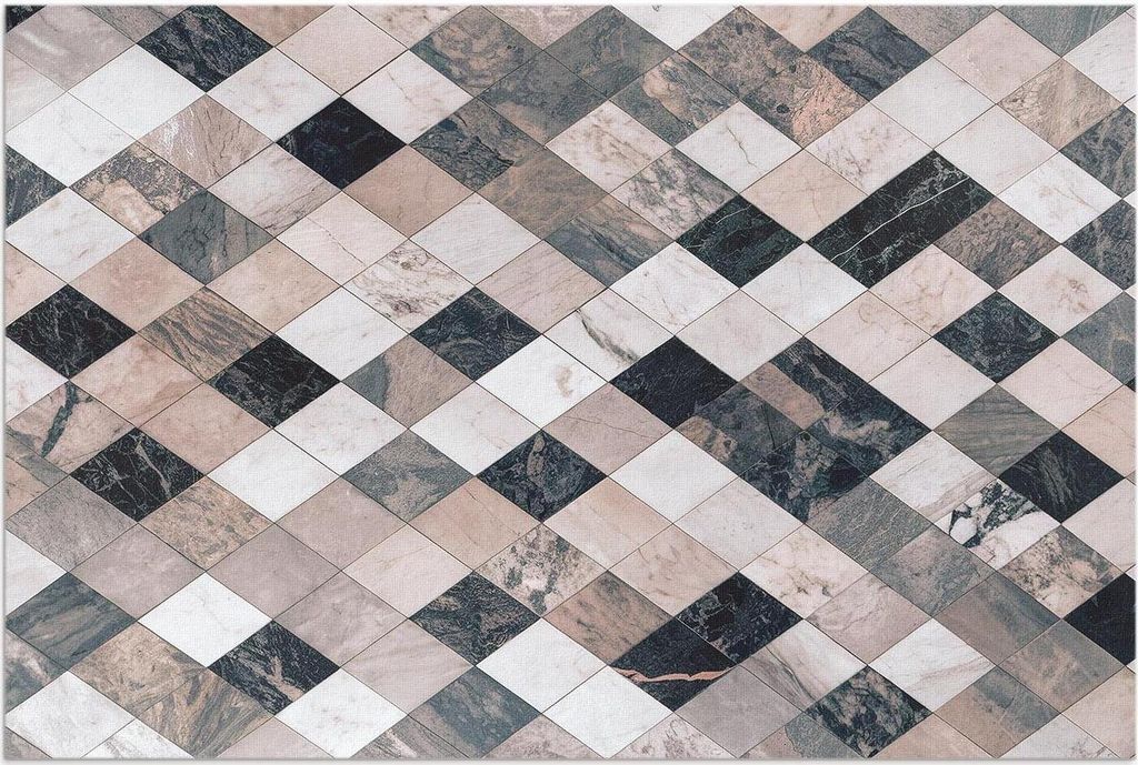 Steinmosaik Rhombus dekorative Fliesen – Vinylteppich – 150x225 cm – Outdoor Teppich – Terrasse – Wetterfest – Modern