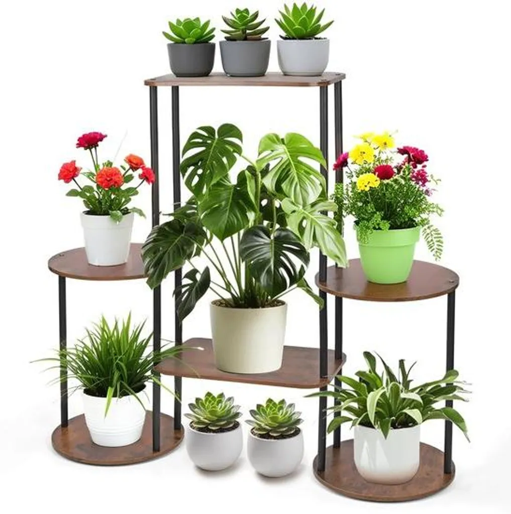 Support à plantes en bois à 4 niveaux : étagère robuste pour balcon