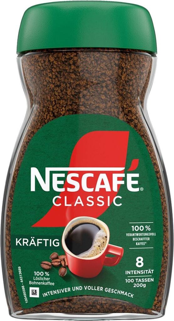 NESCAFÉ Classic Kräftig, löslicher Bohnenkaffee aus dunkel gerösteten Kaffeebohnen (1 x 200g)