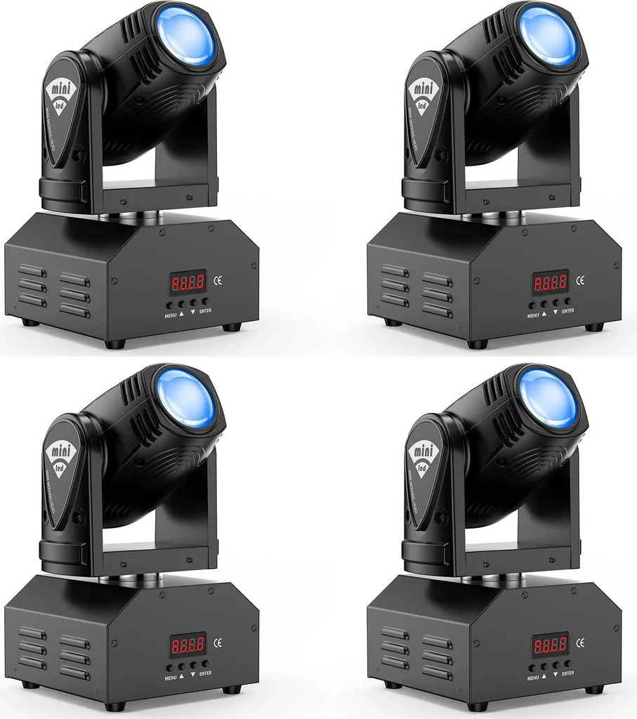 Lyre LED DMX512 avec Contrôle Vocal ZQ02040 Lot de 4 Projecteurs Prise EU