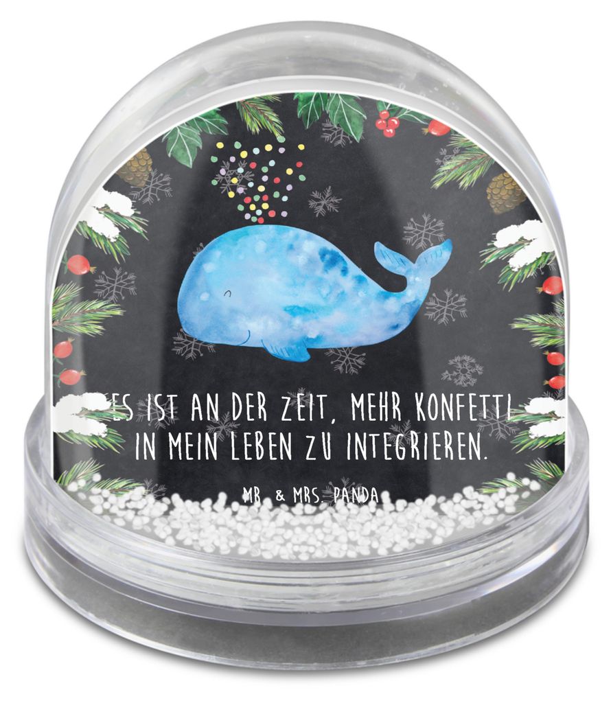 Mr. & Mrs. Panda Weihnachts Schneekugel Wal Konfetti - Kreidetafel - Geschenk, Meer, wohnaccessoire, Wale, Weihnachten, schnee kugel, dekoartikel, ...