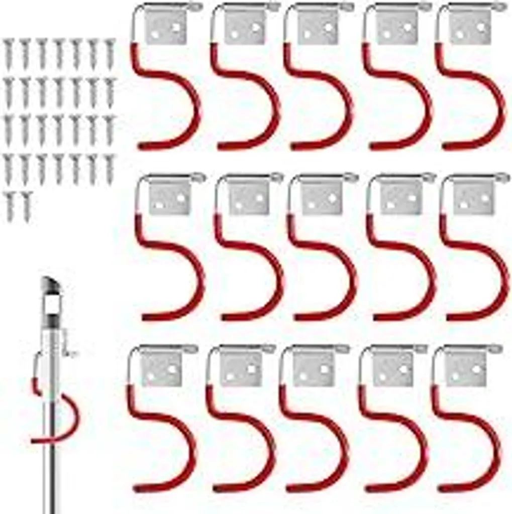Ganci Rossi Portautensili 15 Pezzi - Supporto Muro Garage e Cantina