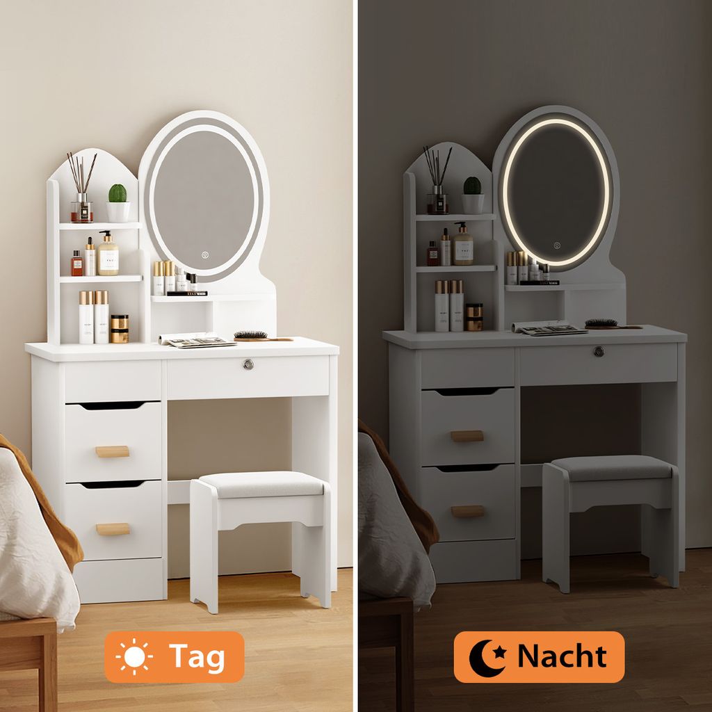 MULISOFT Schminktisch mit LED-Beleuchtung Spiegel, 3 Produktbild 4