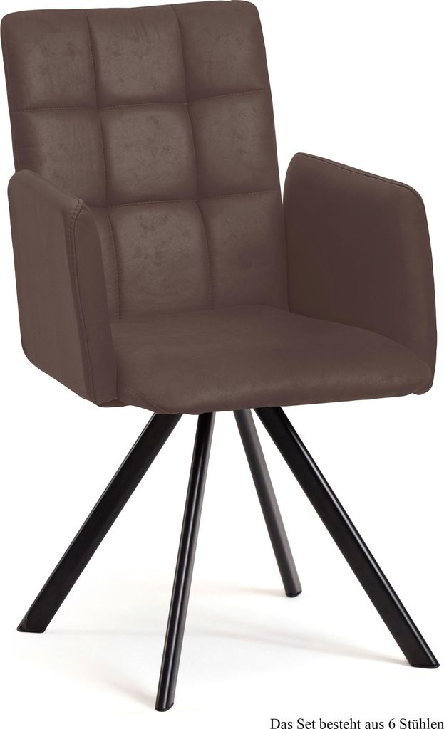 Armlehnstuhl drehbar (6er-Set) Despo 52x91x60 Schwarz/Braun