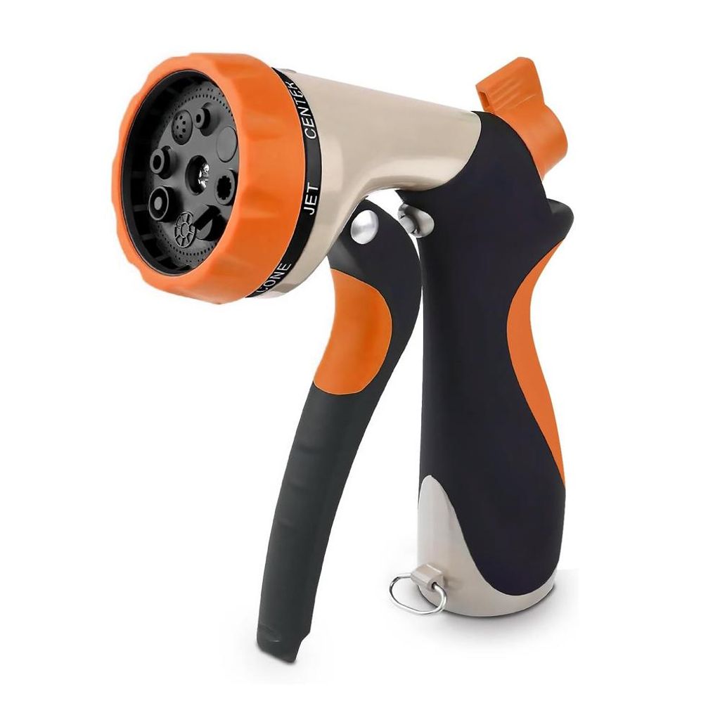 Bewässerungsbrause Gartenbrause, Metall Hochdruck Garten Handbrause Einstellbarer Wasserdurchfluss für Garten Bewässerung Autowaschen, orange