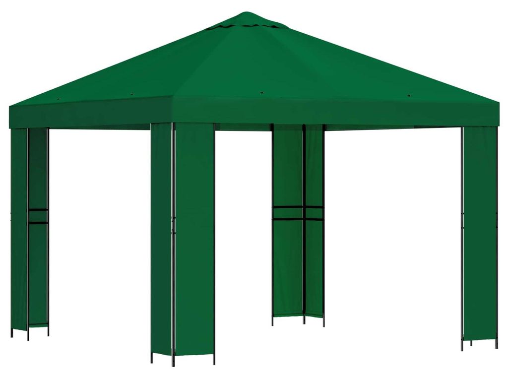 Pavillon 3 x 3 m Grün Polyester und Stahl 190 gsm