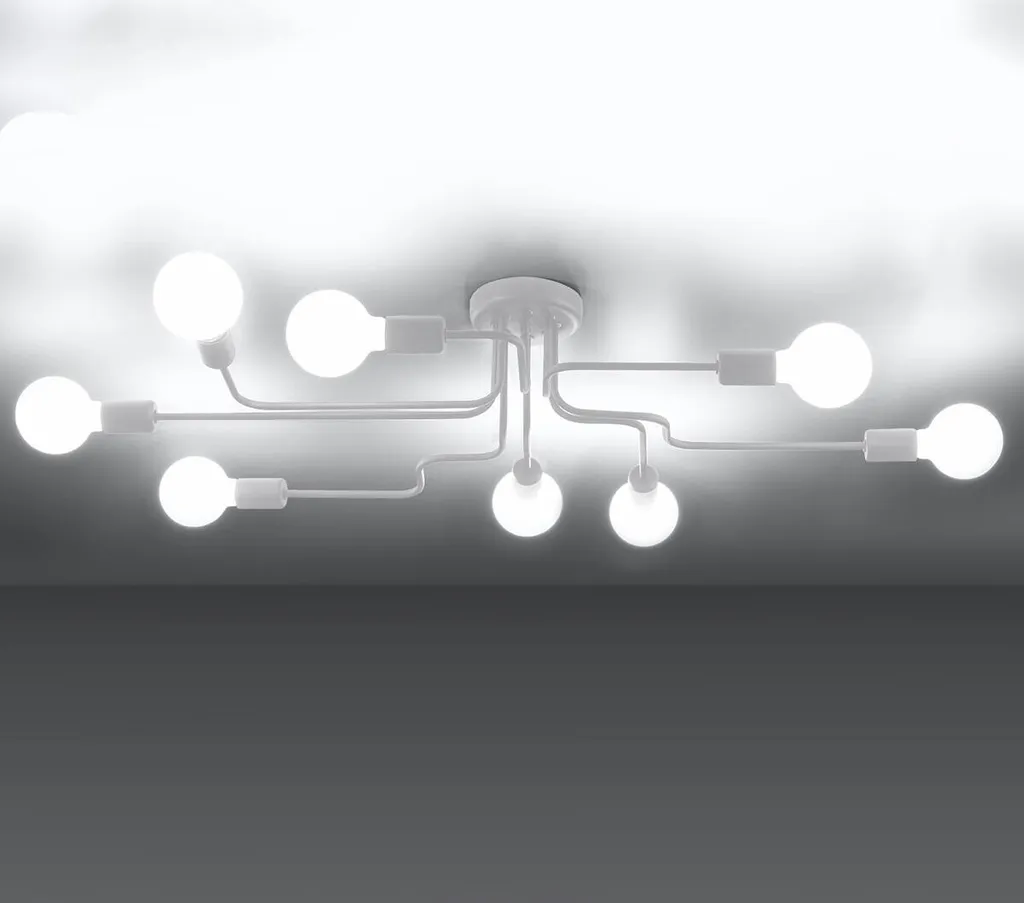 Lustre en acier blanc VECTOR 8 avec 8 douilles E27 Sollux Lighting - 10