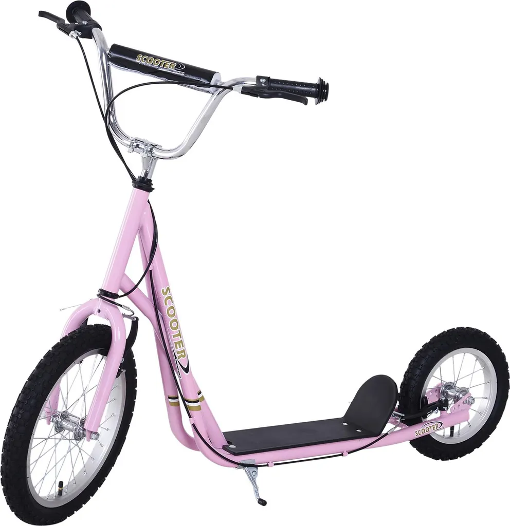 HOMCOM Trottinette Enfant Rose 5 ans+ - Guidon Réglable Grands Pneus