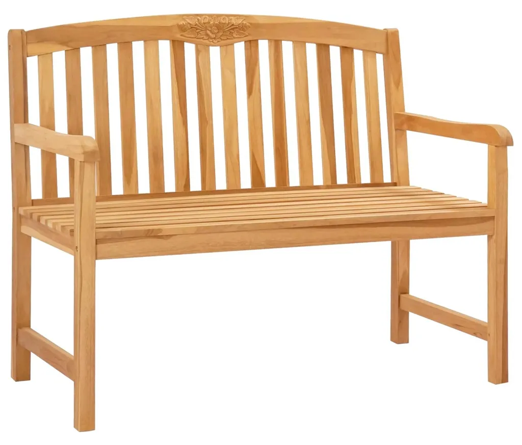 Banc de parc romantique aspect bois naturel rose sculptée pour terrasse