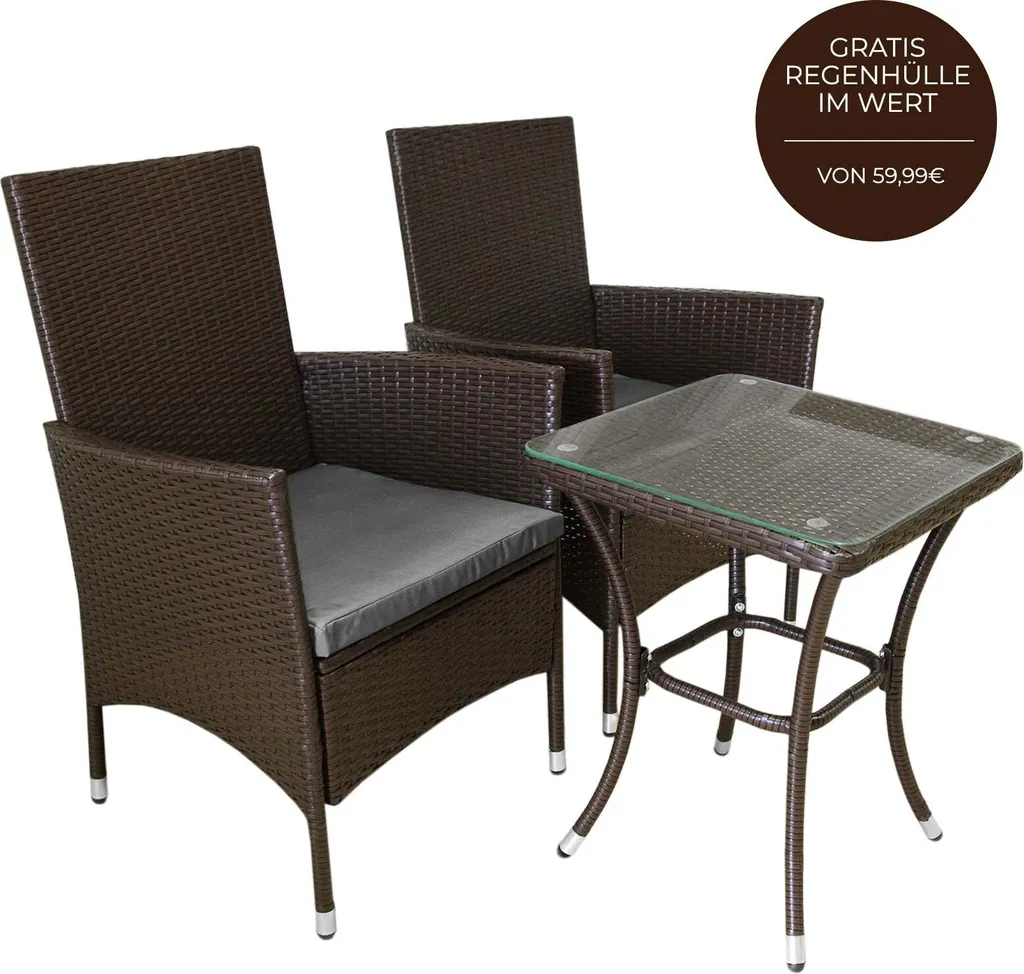 Petit ensemble de jardin gain de place en rotin pour terrasse et balcon