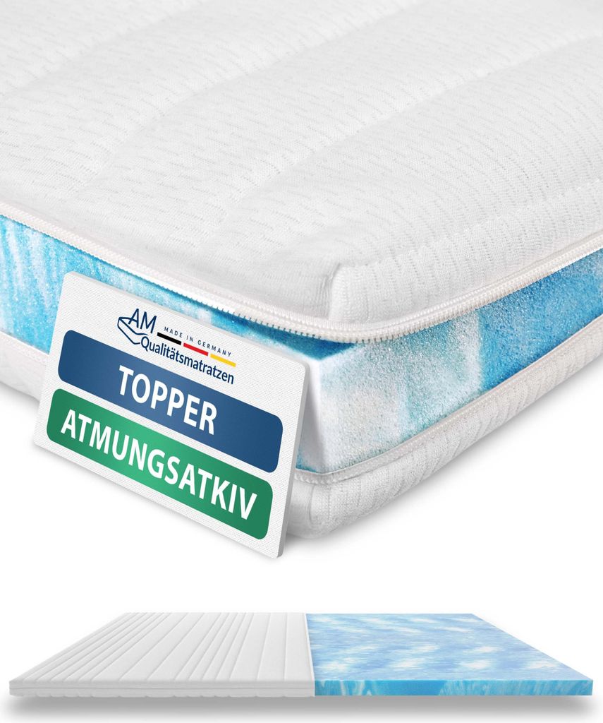 AM Qualitätsmatratzen | Premium Topper 180x220 cm | 6 cm Höhe | Matratzenauflage | 180/220 | Hochwertiger Topper Germany