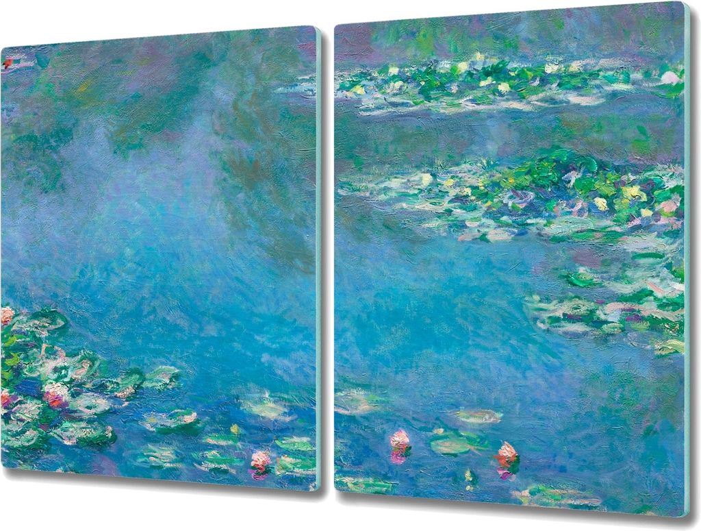Coloray Hackbrett Küchenbrett Kochplattenabdeckung Schneidebrett Herdabdeckplatte 2x40x52 cm - Monet Wasserlilien
