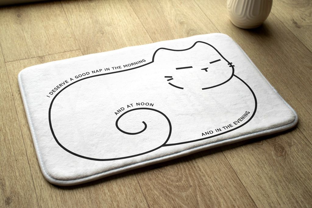 Badteppich Saugfähige - Badezimmer Teppich - Rutschfester Badvorleger Badematte - 90x60 cm - Katze Laib