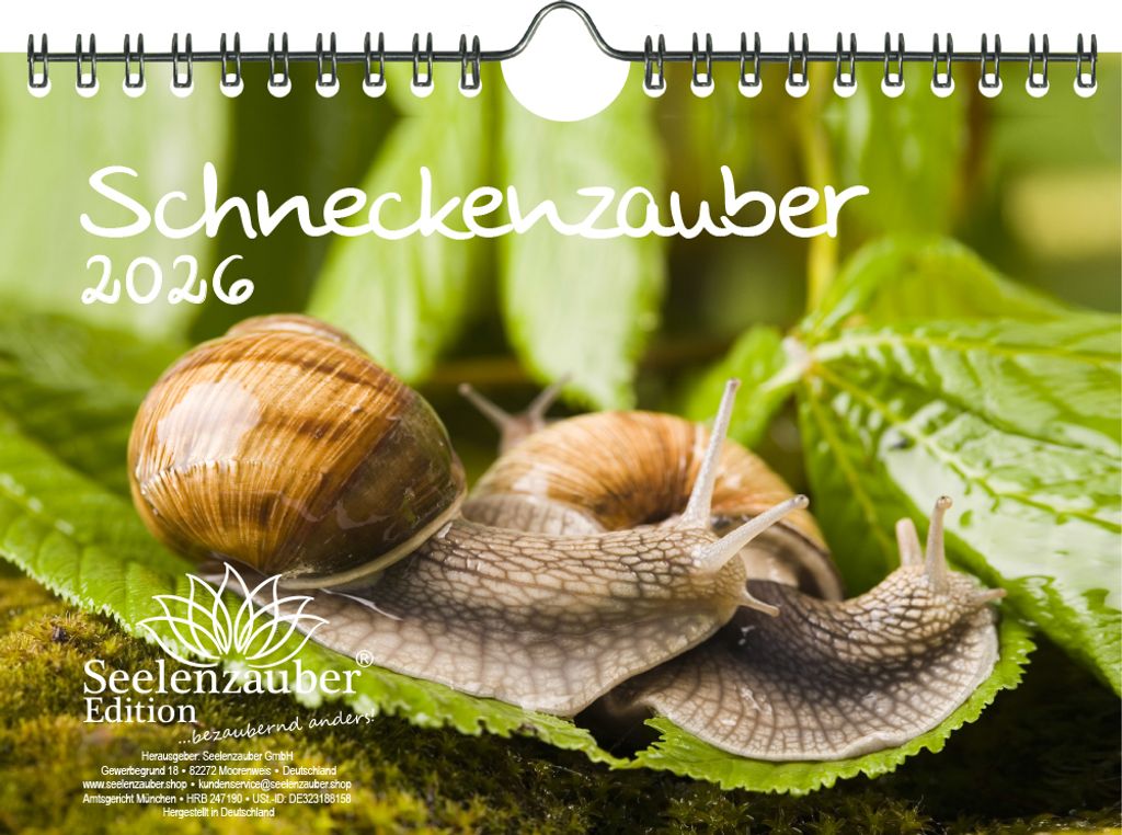 Schneckenzauber DIN A5 Kalender für 2026 Schnecken - Seelenzauber