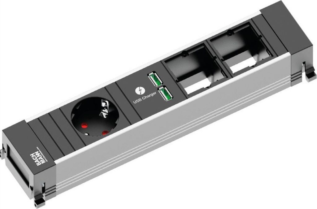 BACHMANN POWER FRAME Medium 1x Schutzkontakt 1x USB Charger 2x ABD