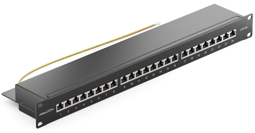 deleyCON CAT 6a Patchpanel Verteilerfeld 24 Port RJ45 - Produktbild 