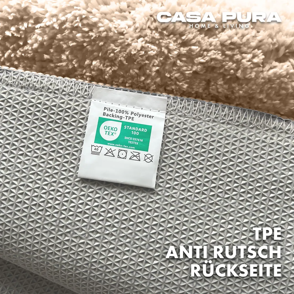 Casa Pura - Tappeto da bagno nero certificato Oeko-Tex 100 e lavabile, pelo morbido, varie taglie disponibili, Microfibre, nero, 50 x 60 cm