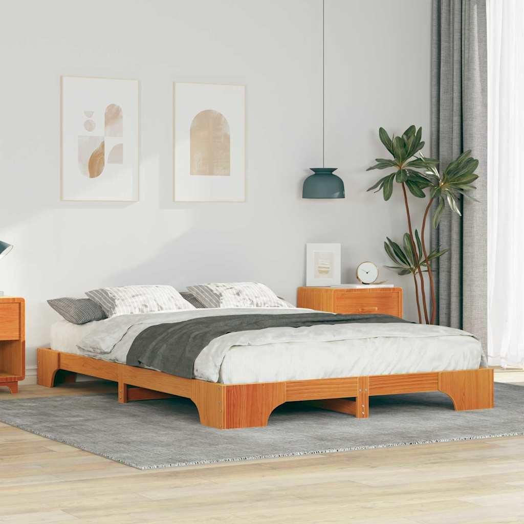 Maison Exclusive - Bettrahmen Braun 140 x 220 cm Massives Kiefernholz