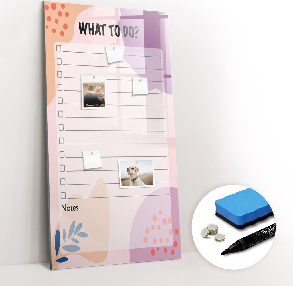 Magnetpinnwand Memoboard - Zubehörsatz - Schwarzer Marker + Schwamm + Magnete - 60 x 120 cm - Was getan werden muss
