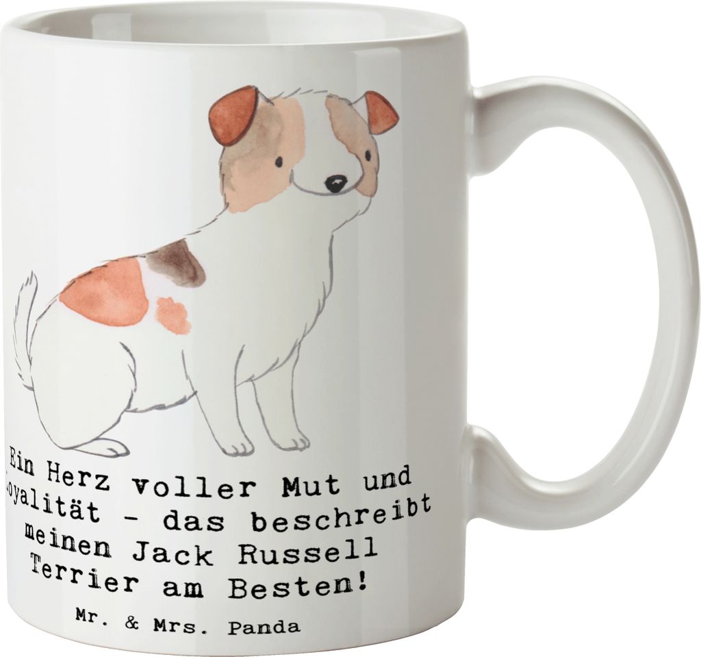 Mr. & Mrs. Panda Kaffeetasse Jack Russell Terrier - Weiß - Geschenk, Becher, Hunderassen Beschreibung, Loyalität, Tasse, treu, Hunderasse, Trinkb...