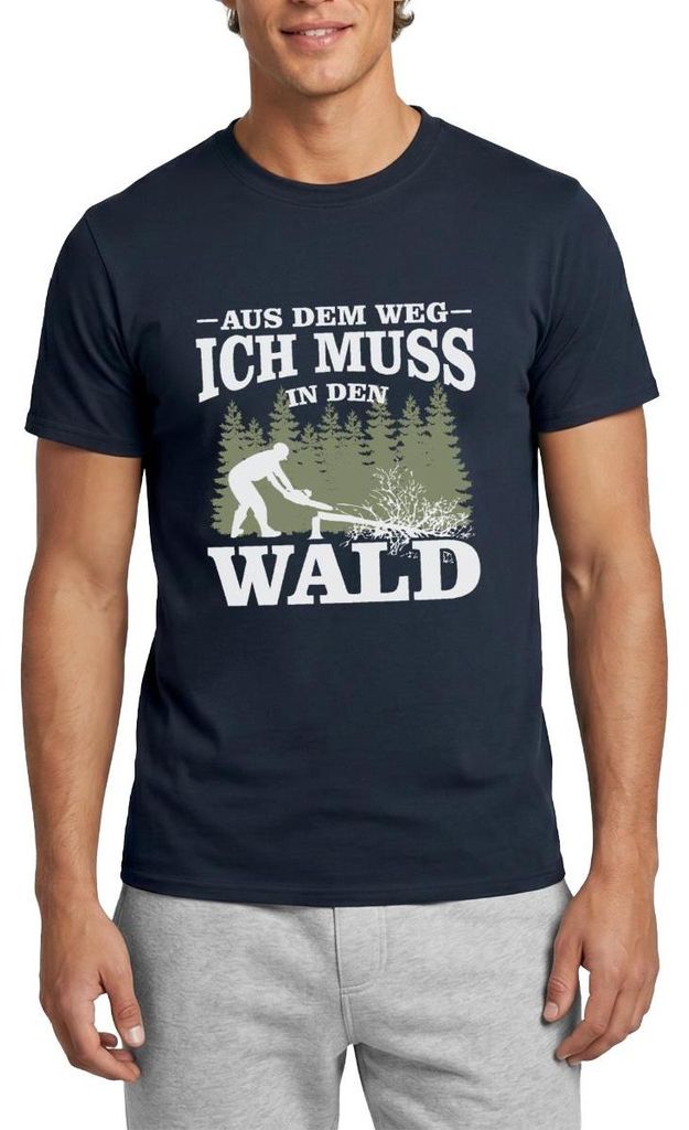 Spreadshirt Aus Dem Weg Ich Muss In Den Wald Holzfäller Spruch Männer T-Shirt, M, Navy