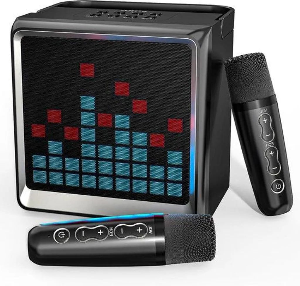 Enceinte karaoké de fête idéale pour famille avec 2 micros rechargeables