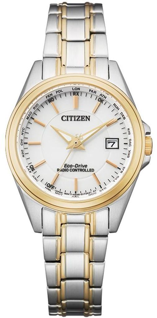 Citizen Damen Armbanduhr EC1186-85A Eco-Drive Funk bicolor