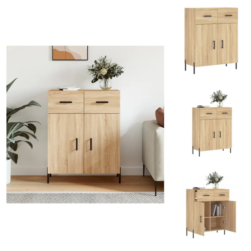 vidaXL Credenza Sonoma-quercia 69,5x34x90 cm materiale a base di legno - Credenze