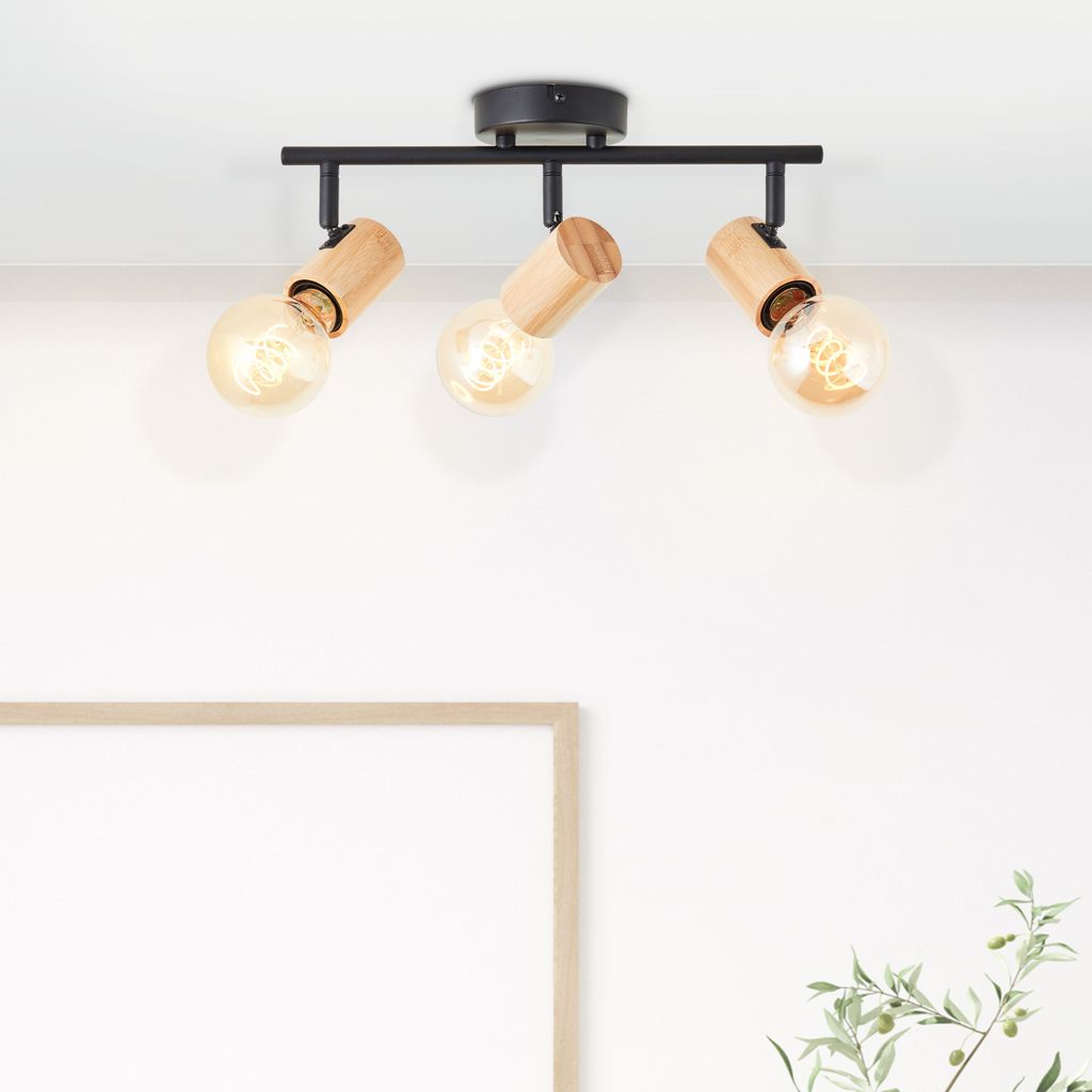 BRILLIANT Kerry Spotrohr 3-flammig schwarz/holz