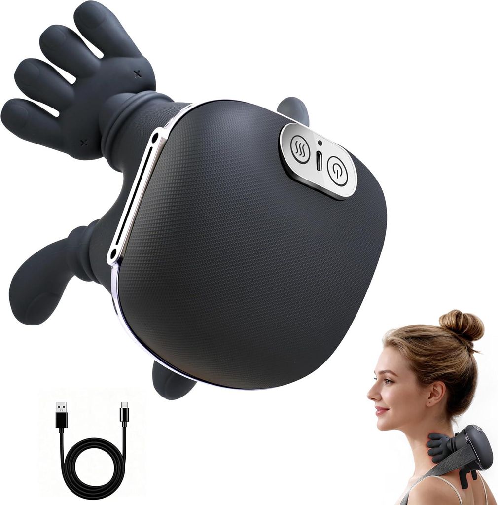 Shiatsu-Nackenmassagegerät mit Wärme, Tragbares 4D-Massagegerät für Nacken, Rücken und Schultern, Tiefenmassage gegen Verspannungen