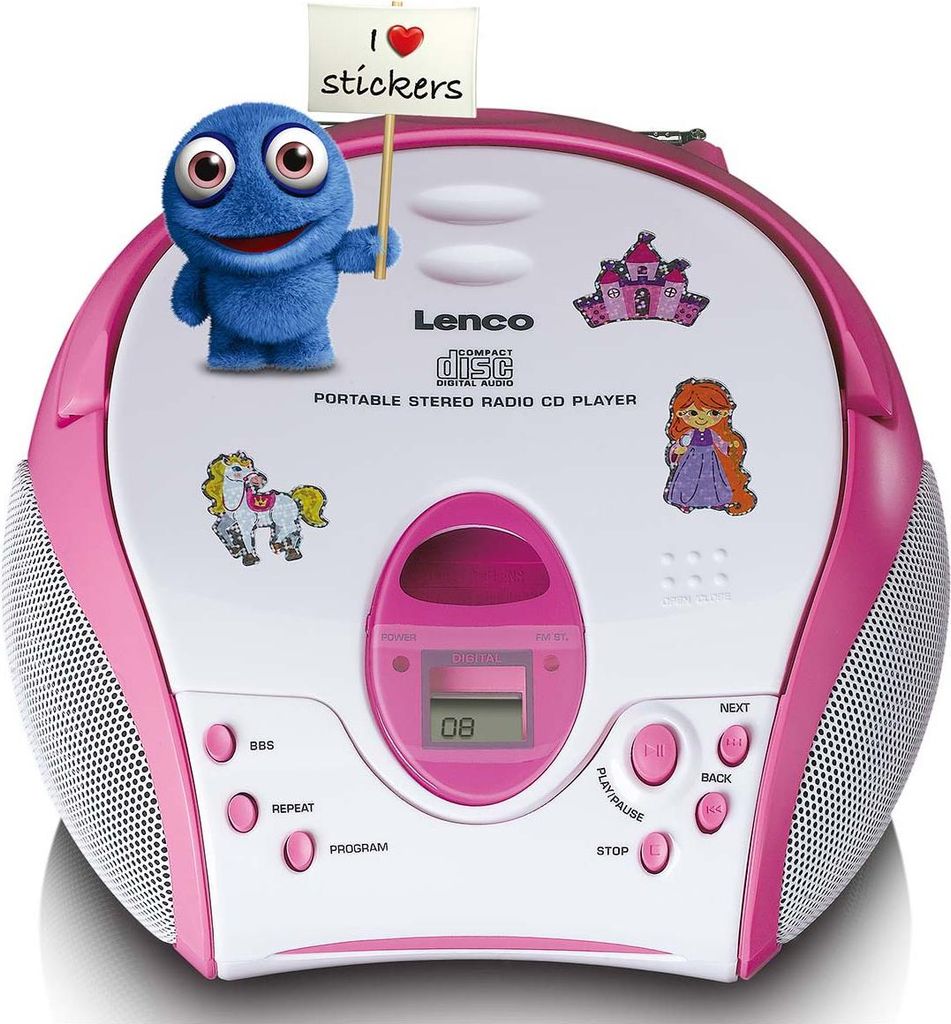Lenco SCD-24PK kids - Tragbares FM-Radio mit CD-Player - Kopfhöreranschluß - Pink