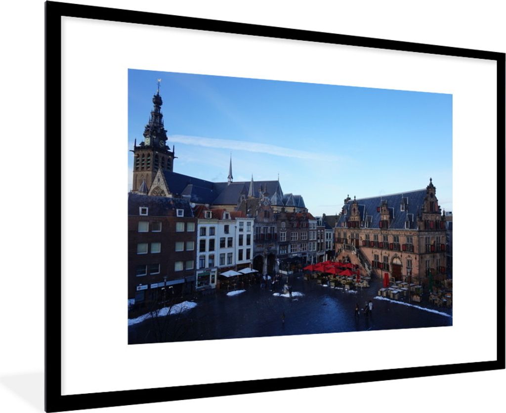 MuchoWow Gerahmtes Poster Markt - Nijmegen - Niederlande 90x60 cm - Poster mit Schwarzem Bilderrahmen Wandposter Rahmen Foto Bilder - Wanddekorat...
