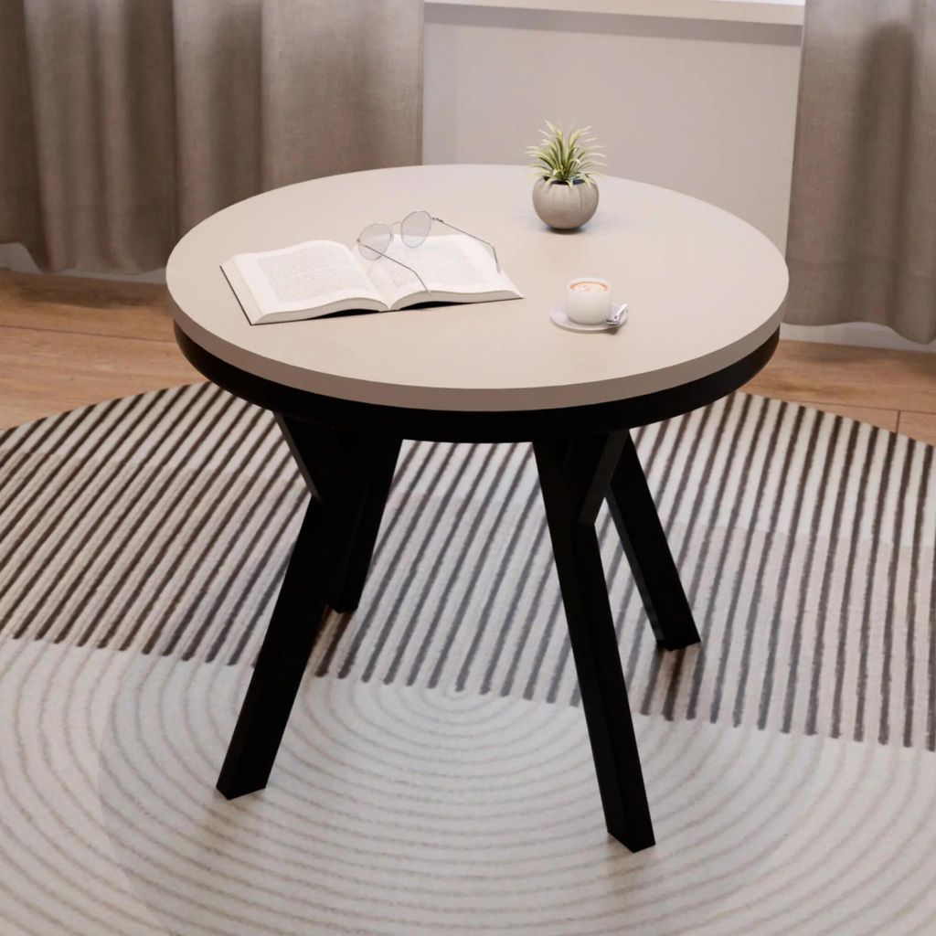 Eettafel ARI Rond, 90-190 cm, uitschuifbaar, zandbeige, Productafbeelding 