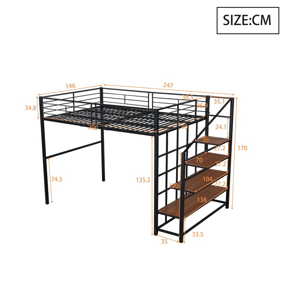 Łóżko na poddaszu Flieks 140x200cm ze schodami, łóżko Zdjęcie produktu 4