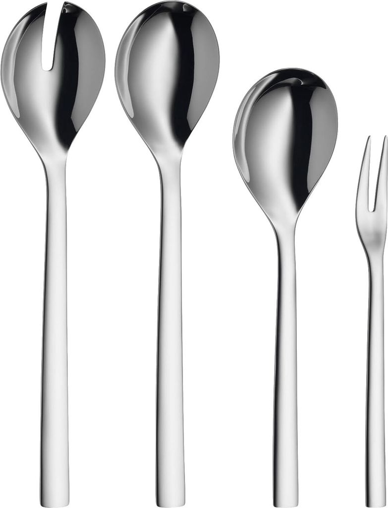 Nuova Cromargan Obst-/Kuchenbesteck, 13-teilig, Kaffeelöffel, Kuchengabel, Tortenheber für 6 Personen, Edelstahl und Servierbesteckset, 4-teilig,...