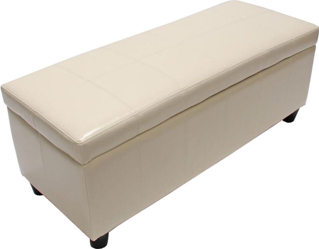 Bank Sitzbank MIT Aufbewahrung Arezzo Leder + Kunstleder 112x45x45cm MVG- creme